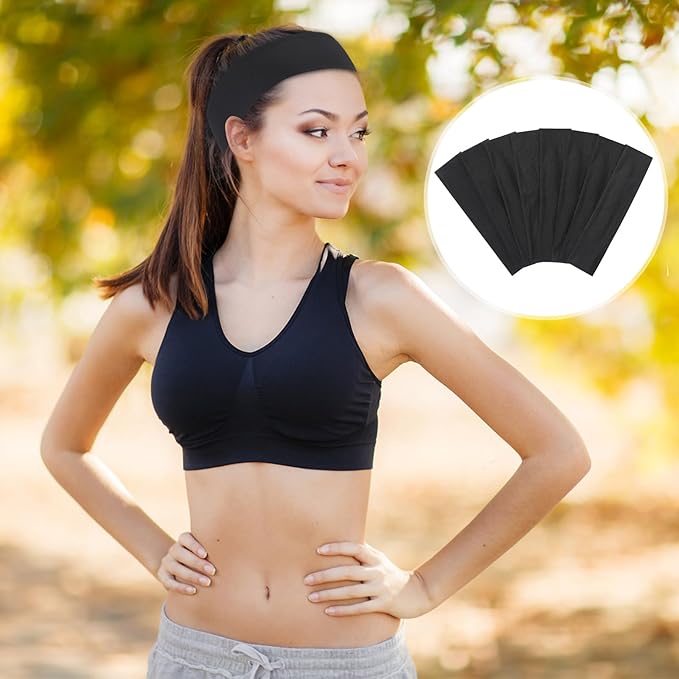8 Pack Sport Headbands for Women, Elastic Soft Fabric Non-Slip Hair Bands Hair Warp for Daily Workout Yoga Running Sports