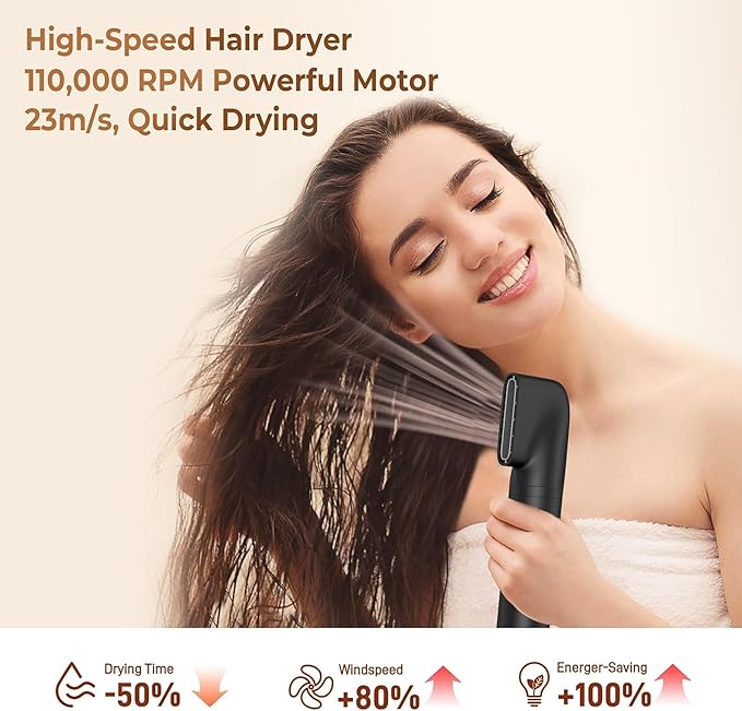 5 in 1 Air Styler, Air Wrap Hair Styler, 1300W Hair Dryer Brush with High-Speed Negative Ionic, Auto-Wrap Curler, Straightening & Hot Air Brush, Blow Dryer Brush for Fast Drying No Heat Damage