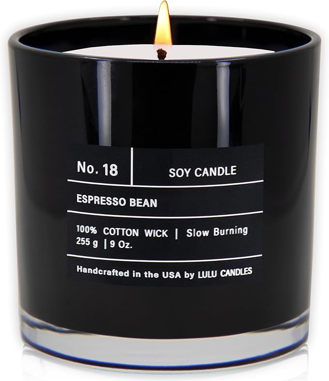 Lulu Candles | Espresso Bean | Luxury Scented Soy Jar Candle | Hand Poured in The USA | Highly Scented & Long Lasting (9 Oz.)