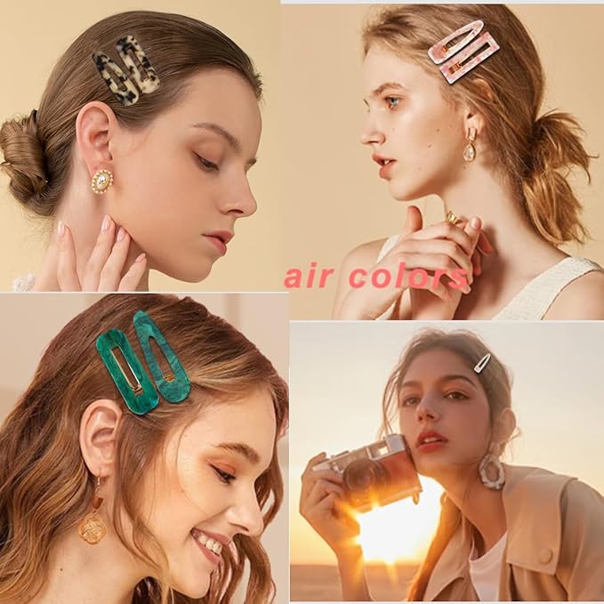 12 Pieces Acrylic Resin Marble Hair Clips Set, Decorative Pearls Hair Barrettes Sweet Decorative Bobby Pins Hairpin Headwear Hair Accessories Headwear for Women and GirlsâŚ