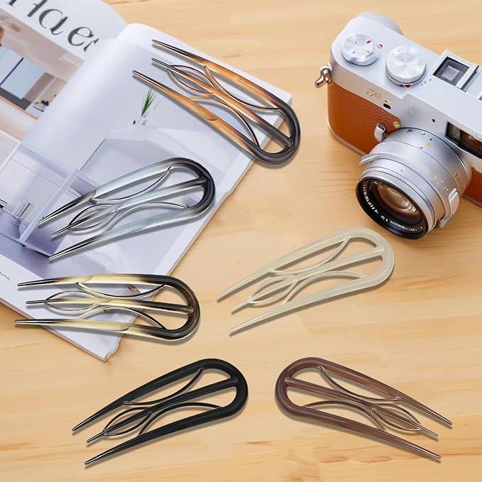 6Pcs French Hair Clips, U Shaped French Hair Pin Retro Fork Hair Pin Internal Teeth French Hair Clips, Tortoise Shell French Hair Pins for Women Thin Thick Hair Buns Twist Hairstyle Accessories