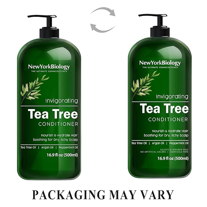 New York Biology Tea Tree Conditioner – Deep Cleanser – Relief for Dandruff and Dry Itchy Scalp – Therapeutic Grade - Helps Promote Hair Growth – 16.9 fl Oz