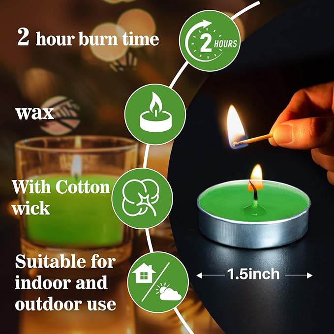 50PCS Green Tea Light Candles