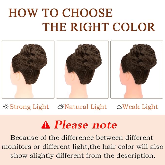 MORICA Messy Bun Hair Piece 1 PCS Curly Hair Bun Scrunchies Extension Synthetic Chignon Ponytail Hairpieces for Women (1-8#(Medium chestnut Brown))