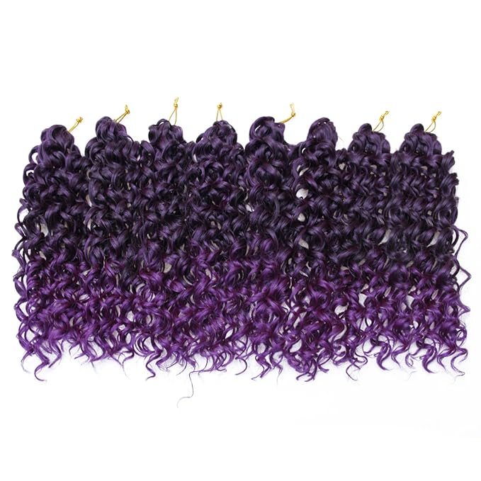 8 Packs Curly Crochet Hair GoGo Curl Crochet hair for Black Women Deep Wave Braiding hair,Synthetic Bohemian Crochet Braid Water Wave Crochet hair Extensions (Purple, 14inch)