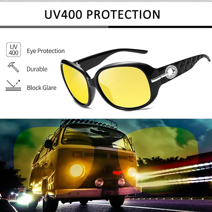 Joopin Big Womens Sunglasses Polarized Trendy Sun Glasses Large Rectangle UV Protection Rhinestone Sunnies