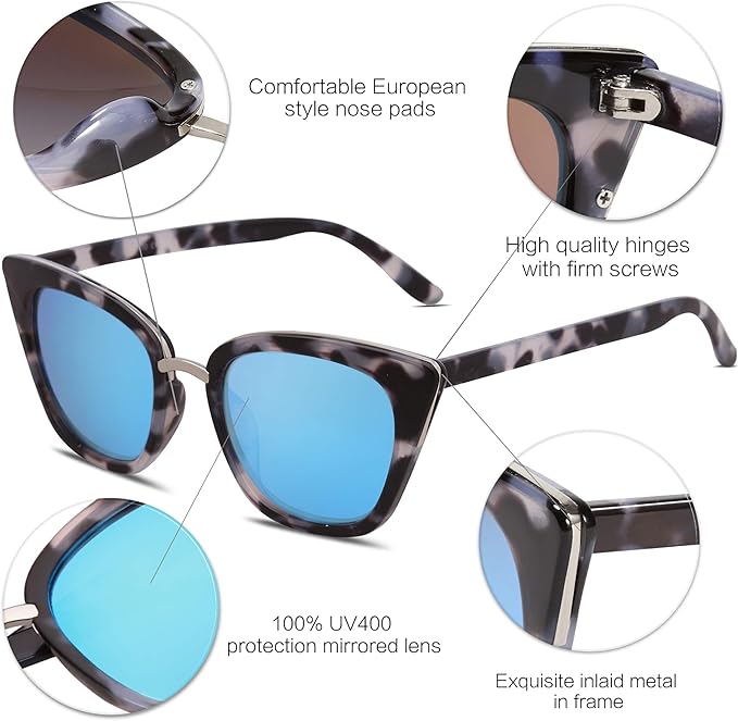 SOJOS Cat Eye Designer Sunglasses Fashion UV400 Protection Glasses SJ2052