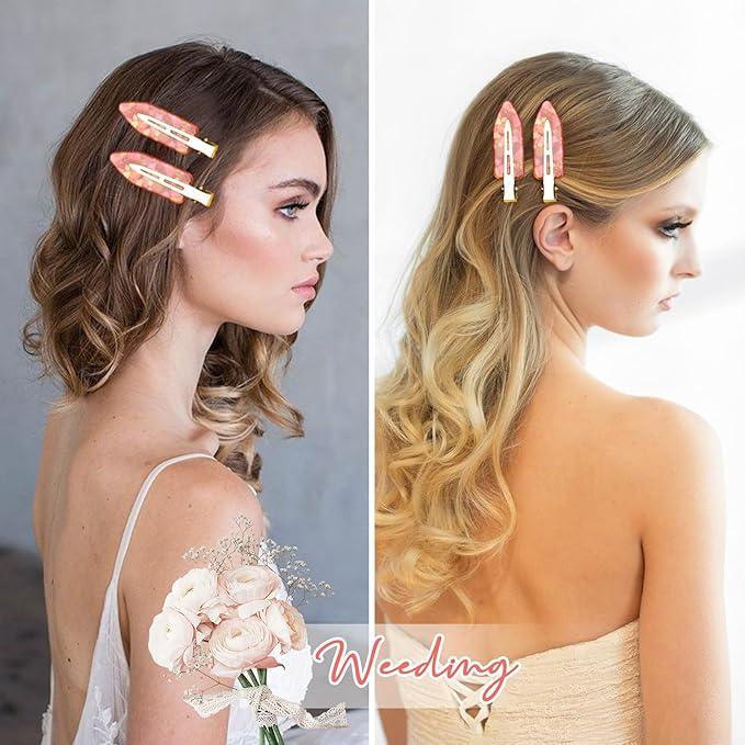 20PCS Bridesmaid Hair Clips - No Bend, Creaseless Pink Hair Accessories for Bride, Women & Girls (20Pcs/10Cards)