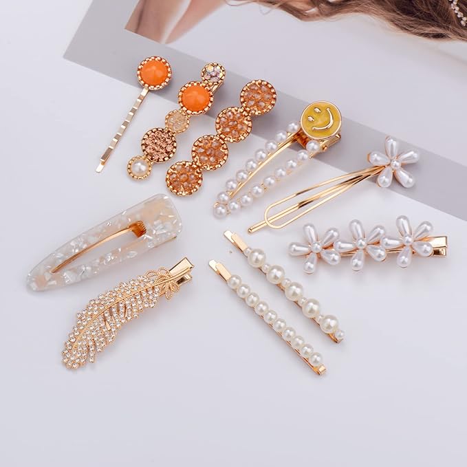 20 Pieces Pearl Hair Clips Set, Acrylic Resin Sweet Decorative Bobby Pins Hair Barrettes Hairpin Headwear Hair Accessories Headwear for Women and Girls