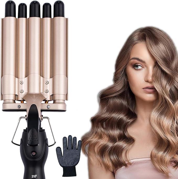 5-Barrel 15mm Egg Roll Hair Curler Hair Curling Iron Hair Waver Hair Crimper Adjustable Hair Styling Tool
