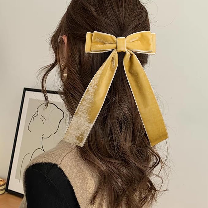 6PCS Velvet Hair Ties, Bow Hair Clips for Women, Back to School Gifts Headdress Decor, Hair Band Set, Baby Teen Girl Stuff Hair Styling Accessories (Mixed Colors)
