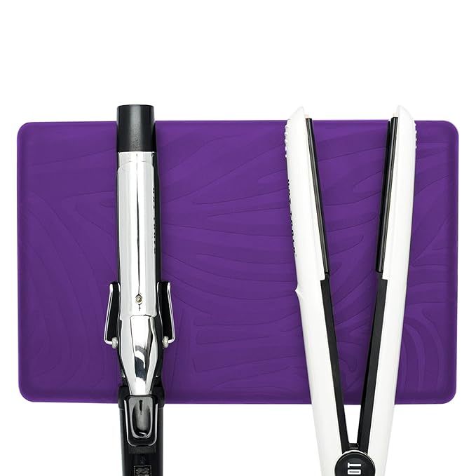 Heat Resistant Station Mat for Hair Straightener, Flat Iron, Curling Iron and Hot Styling Tools (1 Pack (Purple))