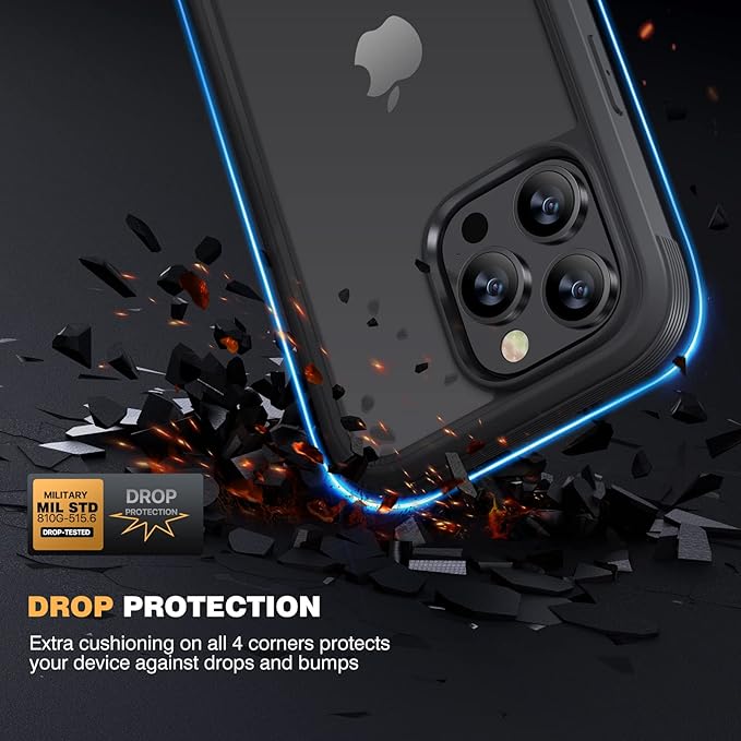 Miracase Designed for iPhone 12 Pro Max Case, Full Body Rugged Case with Built-in Touch Sensitive Anti-Scratch Screen Protector, Soft TPU Case Compatible with iPhone 12 Pro Max 6.7", Matte Black