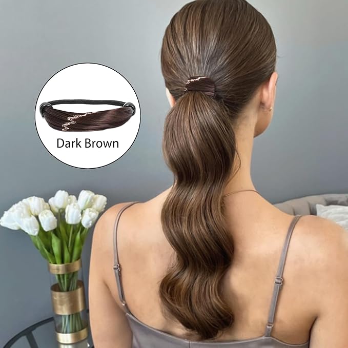 8 Pcs Elastic Wig Hair Ties for Women - Imitation Head Ropes High Ponytail Holders - Invisible, Long Hair Styling Accessories for Daily Use (4 Color)