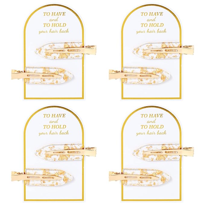 8PCS No Bend No Crease Gold Glitter Makeup Creaseless Hair Clips - Styling Hair Accessories for Bride, Women & Girls