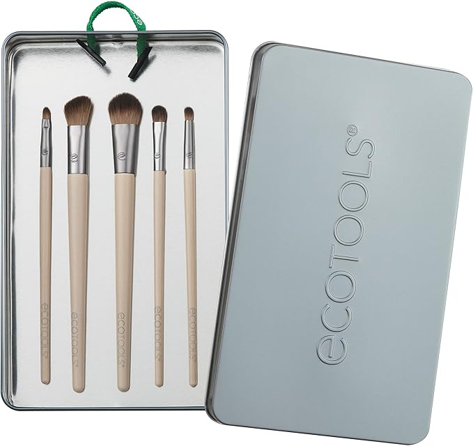 EcoTools Daily Defined Eye Makeup Brush Kit, Travel Friendly, Versatile Eye Makeup Looks, Convenient Makeup Tools On-The-Go, For Eyeshadow & Eye Liner, Eco-Friendly Makeup Brushes, 5 Piece Set