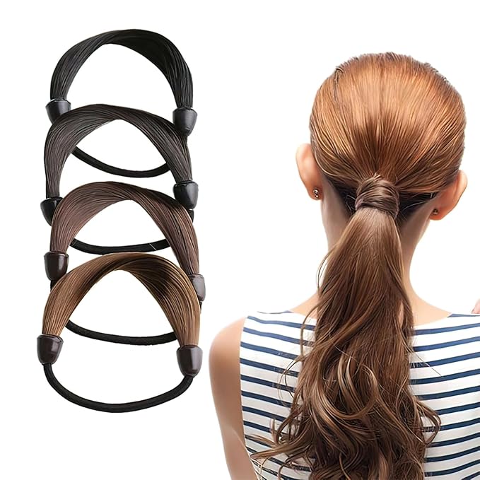 8 Pcs Elastic Wig Hair Ties for Women - Imitation Head Ropes High Ponytail Holders - Invisible, Long Hair Styling Accessories for Daily Use (4 Color)