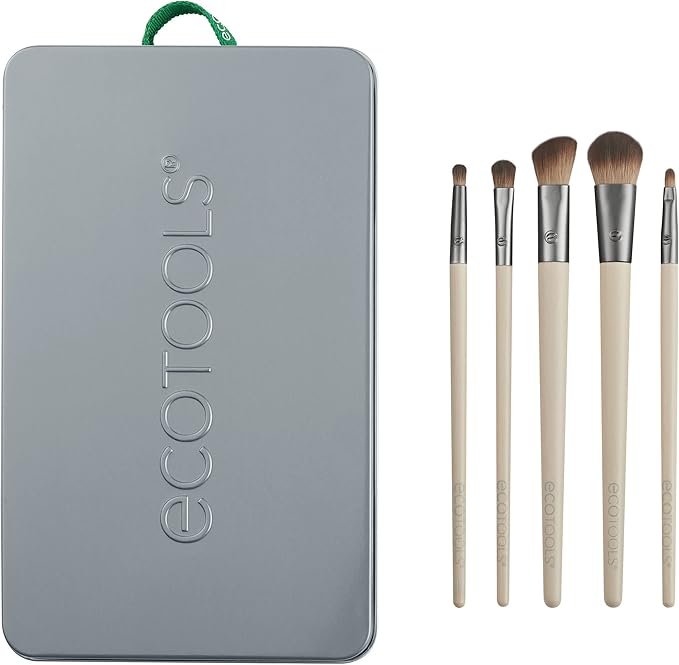 EcoTools Daily Defined Eye Makeup Brush Kit, Travel Friendly, Versatile Eye Makeup Looks, Convenient Makeup Tools On-The-Go, For Eyeshadow & Eye Liner, Eco-Friendly Makeup Brushes, 5 Piece Set