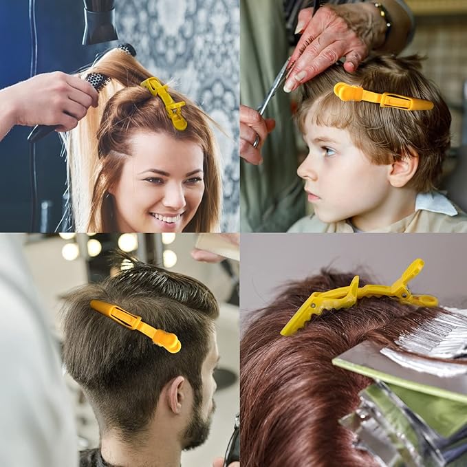 Ondder 14 Pcs Yellow Hair Sectioning Clips - Alligator Hair Clips for Coloring, Cutting and Styling Hair Accessories for Women, Men, Girls, Teens