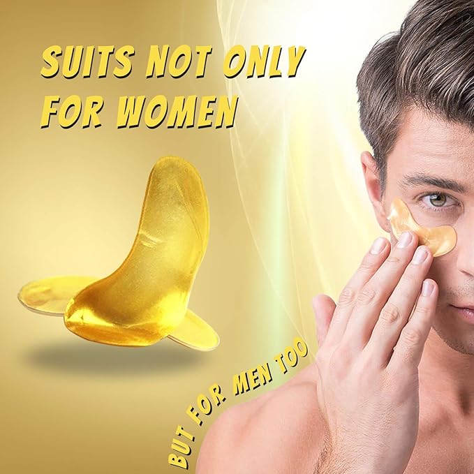 24K Gold Powder Gel Collagen Eye Masks Sheet Patch, Remove Bags,Dark Circles &Puffiness,Reduce Wrinkle,Moisturising,Hydrating for Blackheads (10 Pairs)