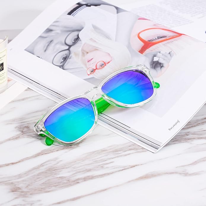 COLOSSEIN Sunglasses Womens,Classic Square Frame UV400 Mirrored Lens,Sunglasses Fit For Beach,Vacation,Driving