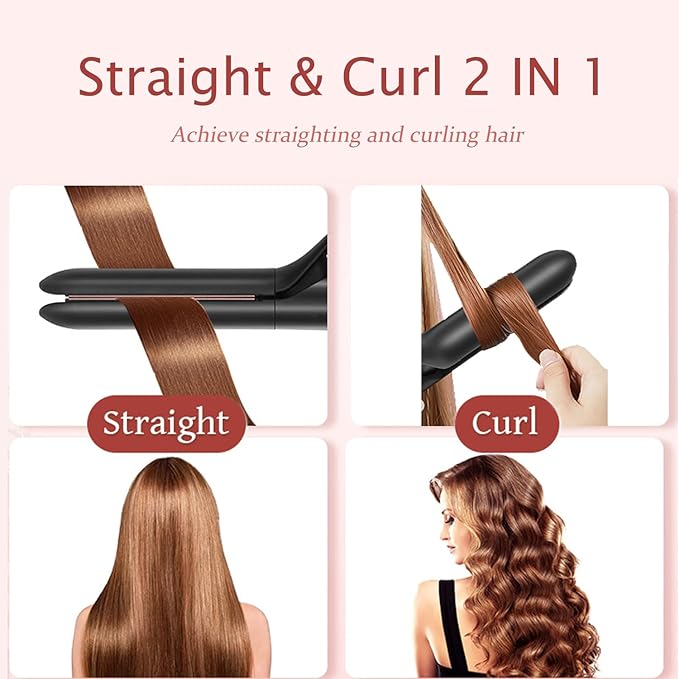 6 in 1 Curling Iron, Curling Wand Set with Curling Brush, Flat Iron and 4 Interchangeable Ceramic Barrels (0.5"-1.25"), Instant Heat Up, Dual Voltage Hair Curler, Include Glove