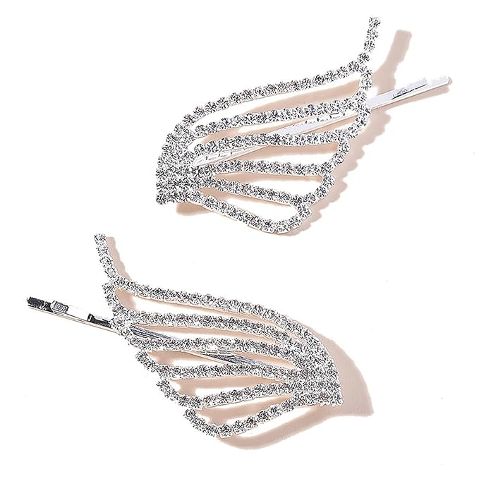 2PCS Rhinestone Hair Pins, Crystal Hair Clips, Handmade Cute Hair Barrettes, Hollow Geometric Hairpins, Elegant Metal Hairpin Hair Accessories Headwear Styling Tools, Gifts for Women Girls (TypeD)