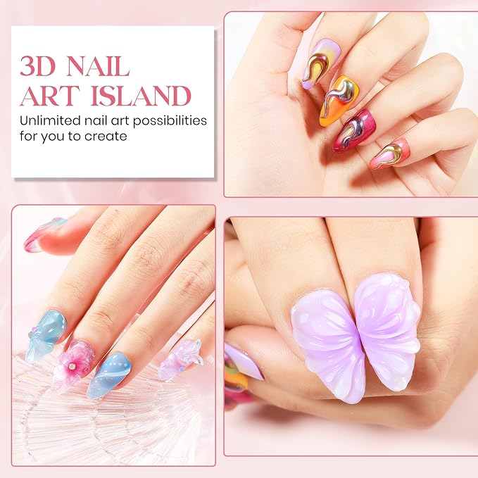 MIZHSE 3D Nail Gel 30G Clear 3D Gel Nail Art 3D Sculpting Gel with Chrome Powder for Nail Art Nail Design Molding Gel for Nails No Wipe Nail Supply U V LED Gel Polish for Nail Art Sculpture Home DIY
