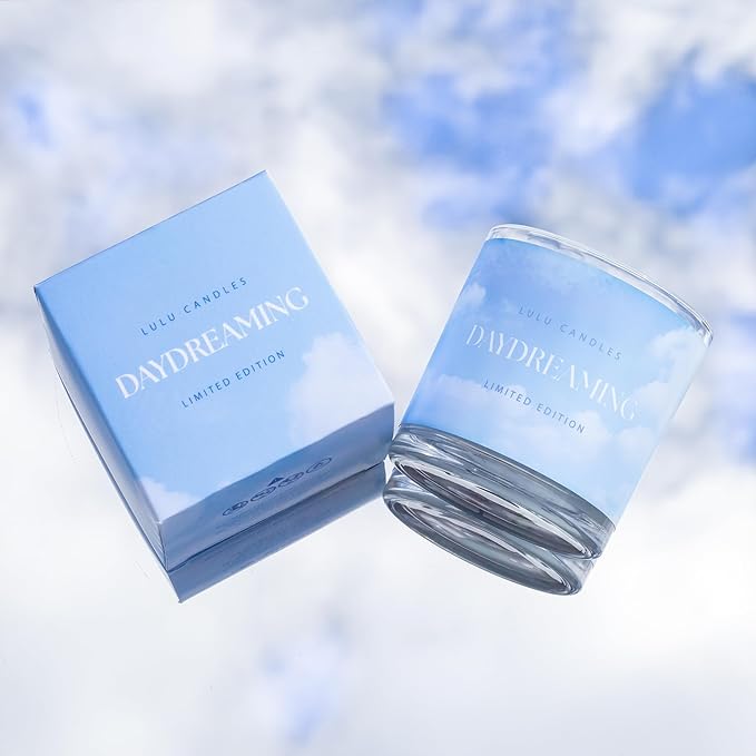 Lulu Candles | in The Clouds Collection | Daydreaming | Lavender & Bergamot Scent | Smells Clean & Relaxing | Hand Poured in The USA | Highly Scented & Long Lasting (9 Oz. Gift Box)