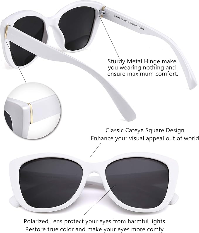 FEISEDY Polarized Vintage Sunglasses American Womens Square Jackie O Cat Eye Sunglasses B2451