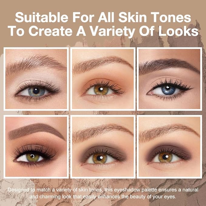 6 Color Eyeshadow Makeup Palette, 6 White Nude Dark Nude Brown Dark Brown Red Brown Eyeshadows Palette, Everyday Velvety Matte Finish Eye Makeup Looks, Travel Friendly Size, Built-in Mirror 10#