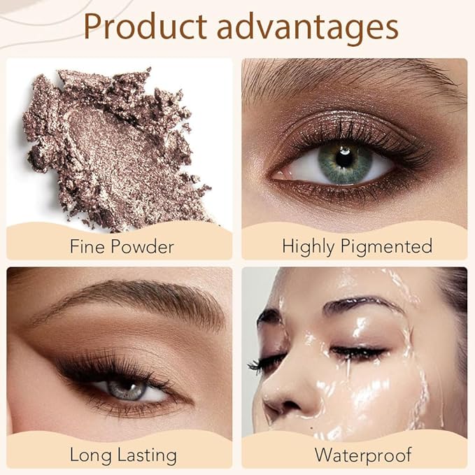 Shimmer Matte Eyeshadow Quad Makeup Palette, Dark Brown Champagne Light Brown Nude Eyeshadow Palette, Blendable Matte Glitter Eyes, Long-Lasting Waterproof, Create Your Everyday Eye Look, 2# Coffee