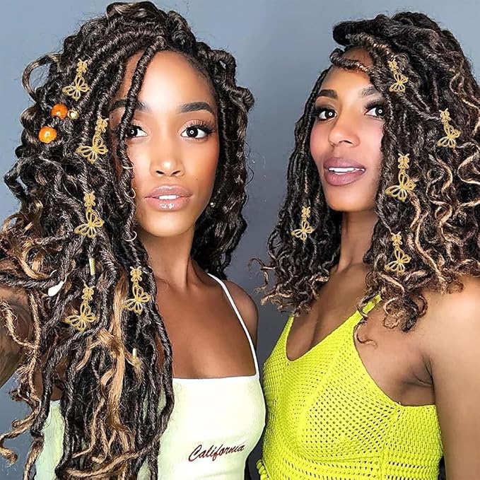 20 Pcs Butterfly Hair Braids Dreadlock Clips, Hollow Metals Cuffs Clip Hair Accessories Styling Fashion Toos for Women Men (Gold)