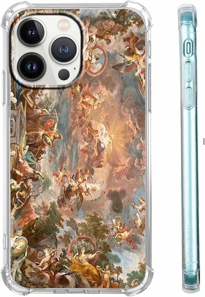 Case for iPhone 14 Pro with Renaissance Art Design,Aesthetic Classical Angel God Painting,Unique Soft TPU Protective Phone Cover(14pro,Gods)