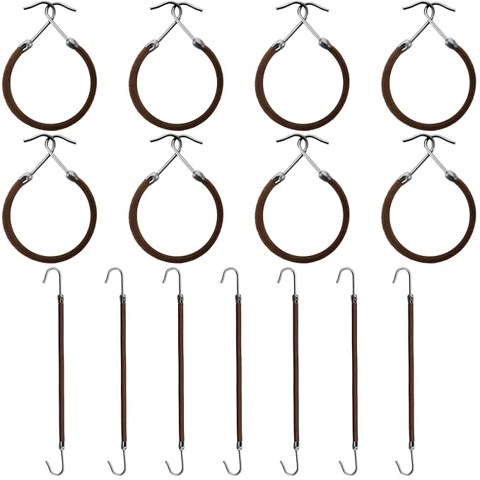 15 Pieces Elastic Hook Hair Tie Styling Ponytail Holder Hooks Cord for Curly Long Hair(Brown)