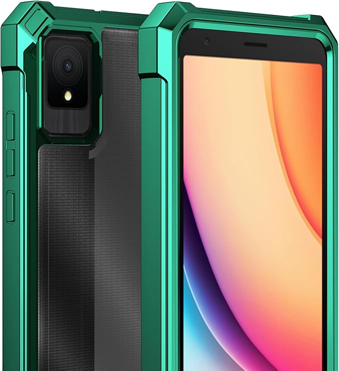 Ailiber Case for TCL K11, TCL T432W Phone Case with Screen Protector, Dual Layer Shockproof Bumper, Clear Transparent Anti Yellowing, Military Grade Drop Protection Cover-Green