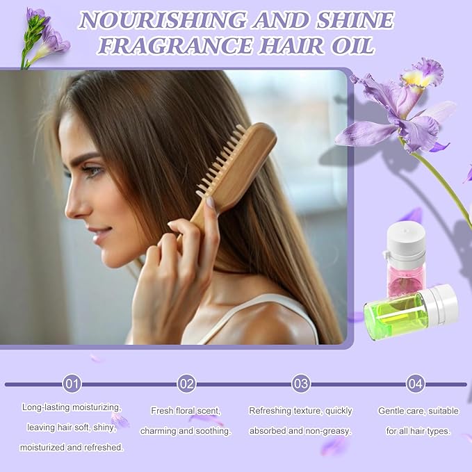 40Pcs Scented hair oil Perfume & Hair Oil 2-in-1, Avocado & Camellia Nourishment for Frizzy, Mini Scented hair oil for Women, Hair Perfume Oil Set for Restore Dry, Frizzy and Damaged Hair