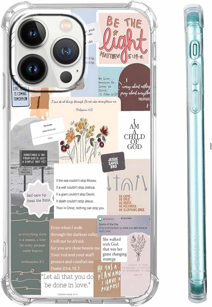 Case for iPhone 12 Pro Max with Christian Design,Christ Jesus Quotes Verse Collage Pattern,Trendy Soft TPU Bumper Phone Cover(12pm,Bible)