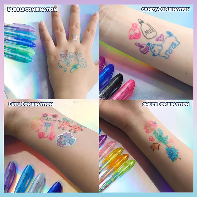 Townley Girl Mermaid 16 Piece Glitter Pen Body Art Set, Glittery and Bright Colors, Ages 3