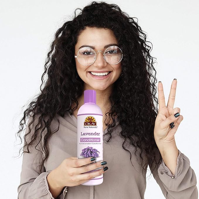 Okay Lavender Shine&Hydration Conditioner Helps Replenish,Nourish and Hydrate Hair Sulfate,Silicone,Paraben Free For All Hair Types and Textures Made in USA 12oz (OKAY-LAVC12)
