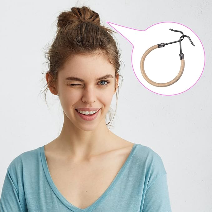 15 Pieces Elastic Hook Hair Tie Styling Ponytail Holder Hooks Cord for Curly Long Hair(Black, Brown and Blonde)
