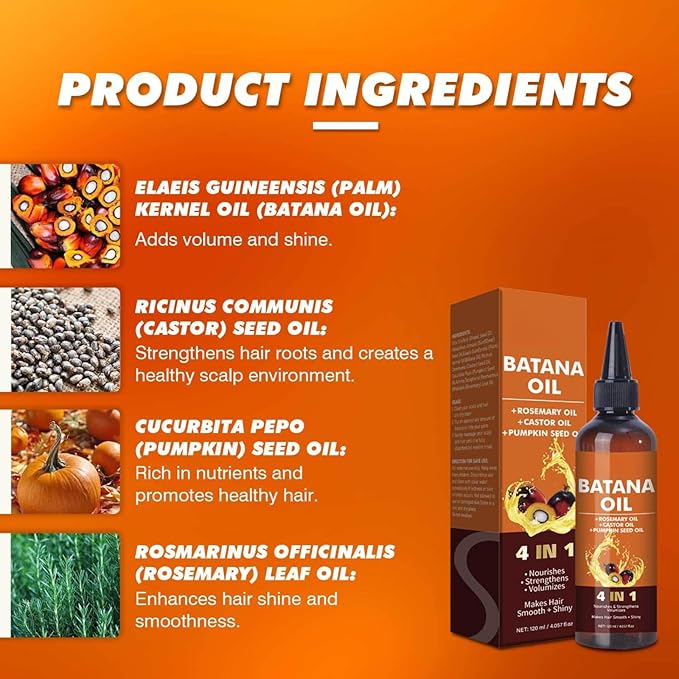 2PCS Batana 4-in-1 Strengthening Hair Treatment | Botanical Oil Blend for Split End Defense & Scalp Care, Family Duo Pack 4.05 Fl Oz x 2