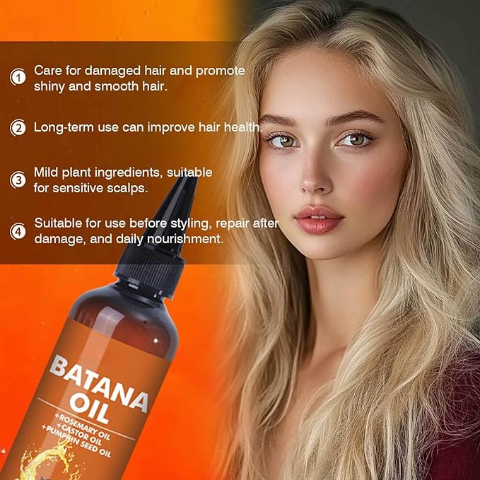 2PCS Batana 4-in-1 Strengthening Hair Treatment | Botanical Oil Blend for Split End Defense & Scalp Care, Family Duo Pack 4.05 Fl Oz x 2