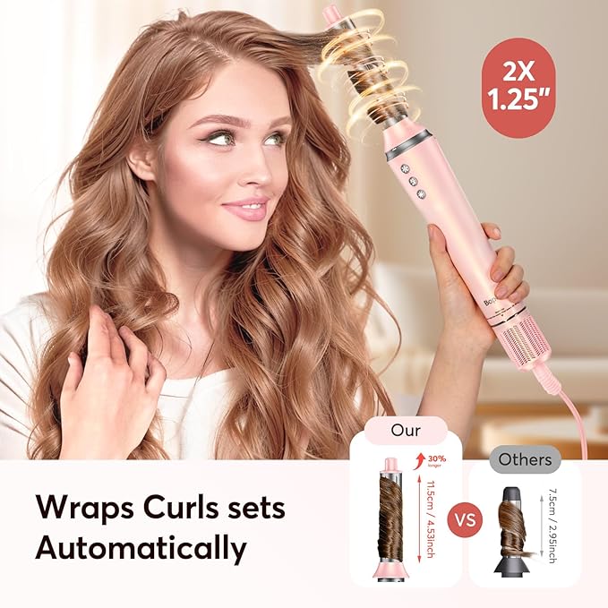 5 in 1 Hair Styler - Professional High Speed Hot Air Styler, Frizz-Free Hair Dryer Brush, No Heat Damage Air Styler Wrap - Hair Dryer, Curl, Volumize, Straighten,Gifts for Women, Travel