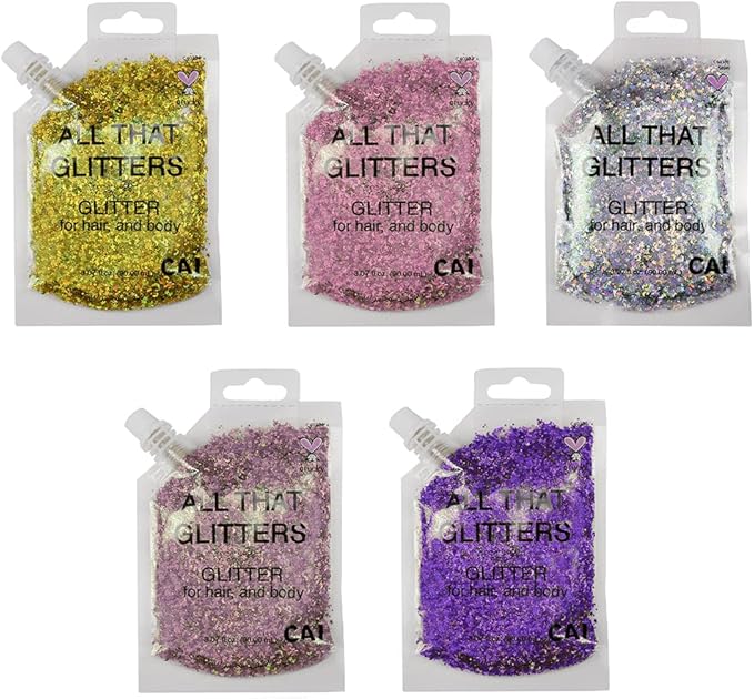 Hair Glitter Gel Body Glitter & Face Glitter for Women/Kids (5 Pk Unicorn) Chunky Iridescent Holograph Stars & Moon Cosmetic-Grade Makeup, Apply Without Glue, Easy to Take Off & Keep Skin Clean