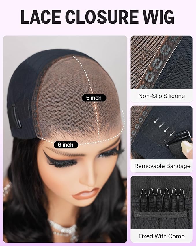 6x5 Bob Wig Human Hair Upgraded Wear and Go Glueless Wigs Loose Curly Bob Wig Pre Cut Lace Closure Wig Pre Plucked Bleached Tiny Knots Bob Wig 14 Inch