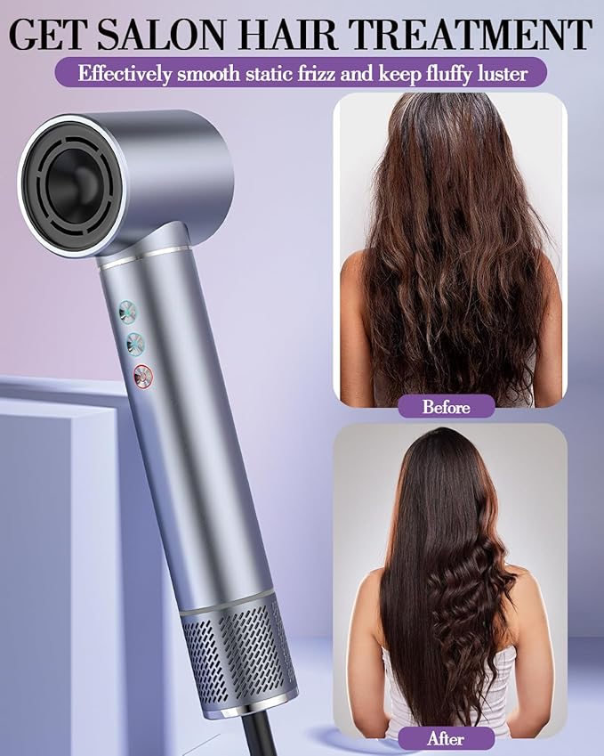 5 in 1 Hot air Blow Dryer Brush Hair Dryer Curling Wand Volumizing Brush Straightening Brush Blow Dryer Brush - Rapid Drying, Volume Boost, Ionic Smoothing, 110k RPM Motor(Steel Blue)