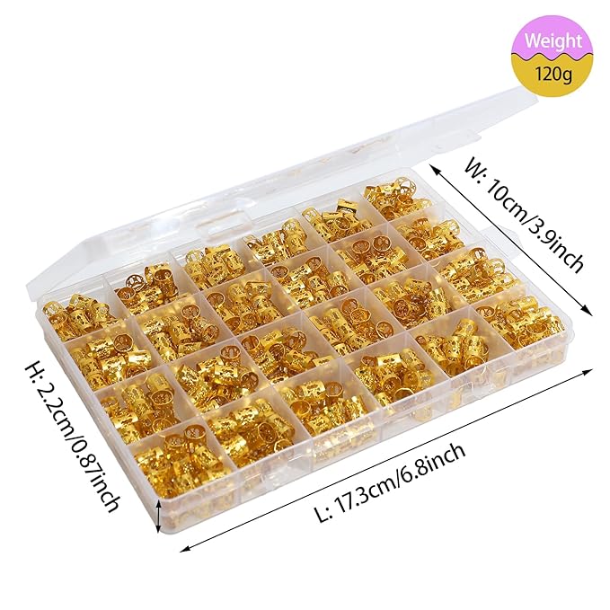 400PCS Gold Hair Clips Hair Jewelry Aluminum Dreadlocks Metal Cuffs for Hair Braids Hair Accessories, Adjustable Metal Cuffs Braiding Hair Rings for Box Braids (Golden)