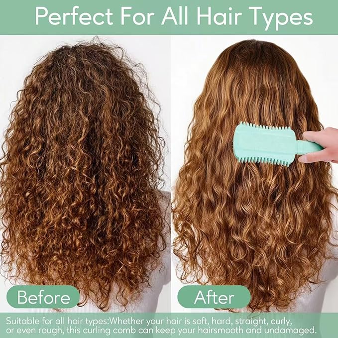 Curly Hair Brush Defining, Volume Curl Defining Brush for Effortlessly Detangling Shaping and Styling Women's Curls, Reduce Pulling (Green 1PC)