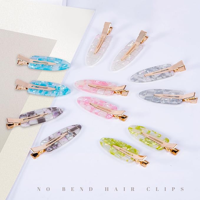 No Crease Creaseless No Bend Hair Clips For Styling Non Slip Flat Clips For Makeup Hair Accessories For Women,Sparkle Multiple Colors,12 PCS